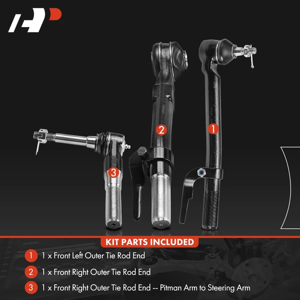 3 Pcs Tie Rod End for Ford F-250 F-350 F-450 F-550 Super Duty 05-10