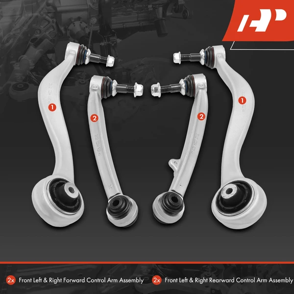 4-Pc Control Arm and Ball Joint Kit, Front Forward & Rearward with Ball Joint A-Premium APCA6254