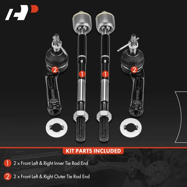 4 Pcs Front Outer & Inner Tie Rod End for Hyundai Ioniq 2017-2022 Kia Niro 2017-2021