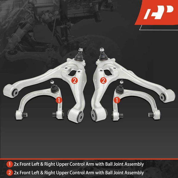 4-Pc Control Arm and Ball Joint Kit, Front Upper & Lower with Ball Joint A-Premium APCA6420