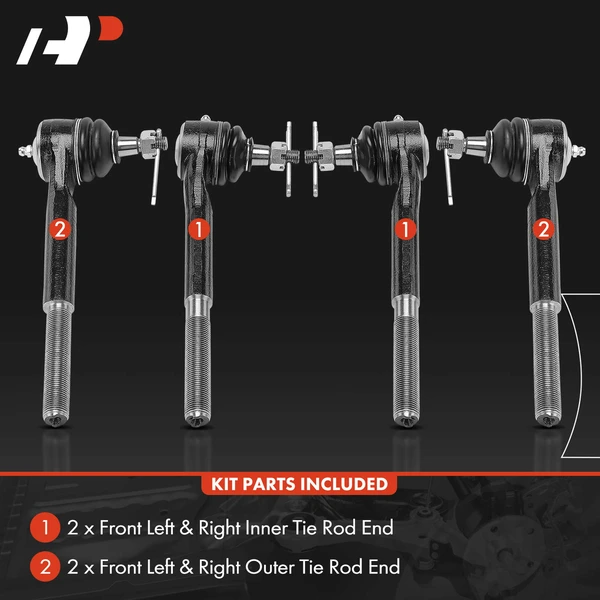 4 Pcs Front Inner & Outer Steering Tie Rod End for Chevy Camaro Pontiac Firebird