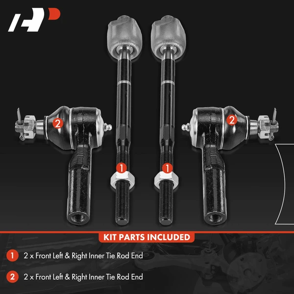 4 Pcs Front Inner & Outer Tie Rod End for Chevy Colorado 2004-2006 GMC Canyon