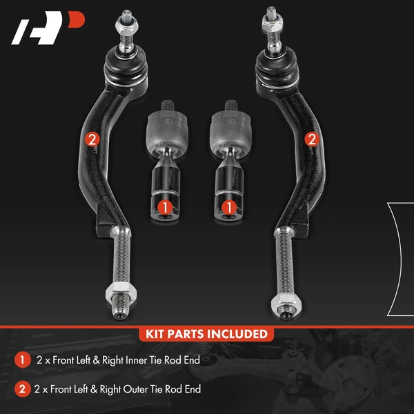 4 Pcs Front Inner & Outer Tie Rod End for Cadillac STS 2005-2008 3.6L 4.4L 4.6L