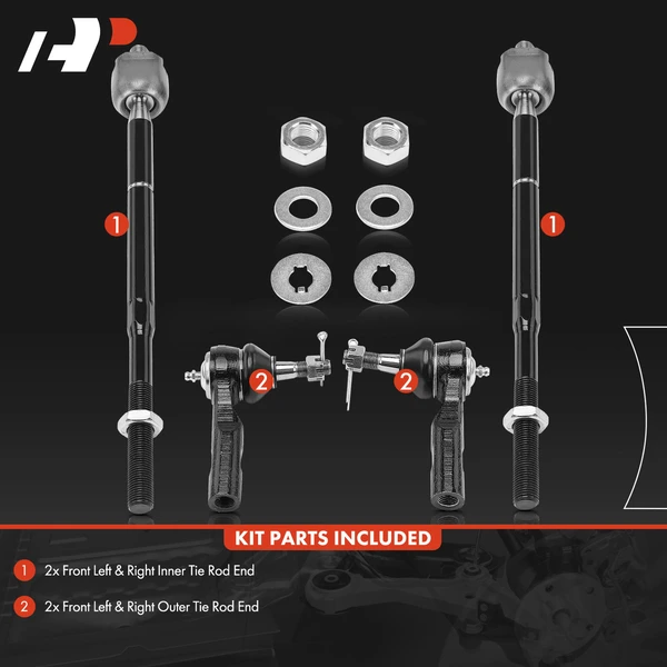 4 Pcs Front Inner & Outer Tie Rod Ends for Chevy Equinox 2008-2009 Saturn Vue