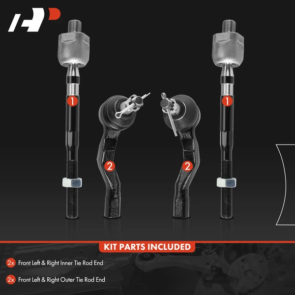 4 Pcs Front Inner & Outer Tie Rod End for Infiniti G35 2003-2007 Nissan 350Z