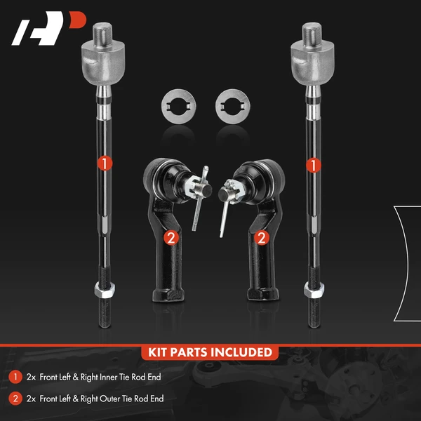 4 Pcs Front Inner & Outer Tie Rod End for Mazda Miata 1990-1997 Power Steering