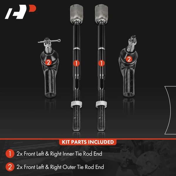 4 Pcs Front Inner & Outer Tie Rod End for Lincoln Continental 1995-2002