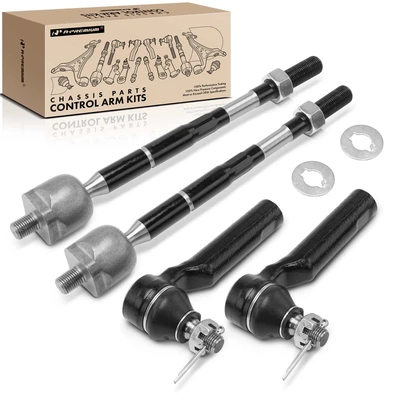 4 Pcs Front Inner & Outer Steering Tie Rod Ends