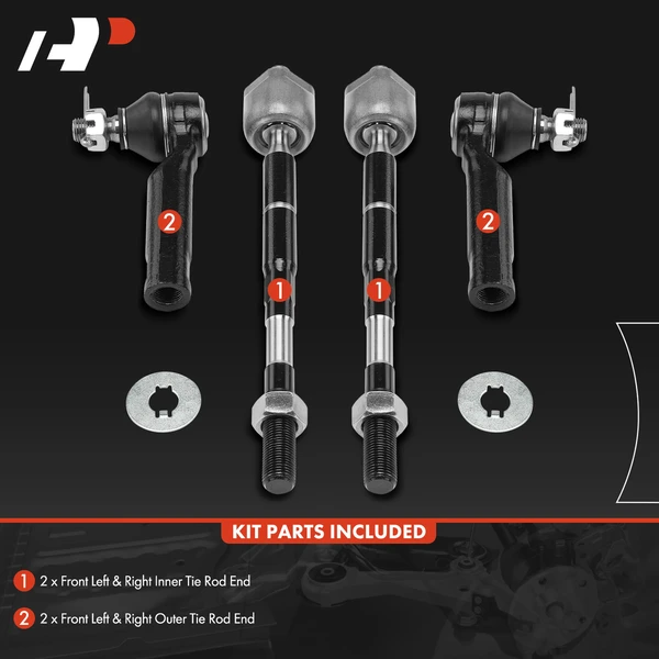 4 Pcs Front Inner & Outer Steering Tie Rod Ends for Toyota Tacoma 2005-2023