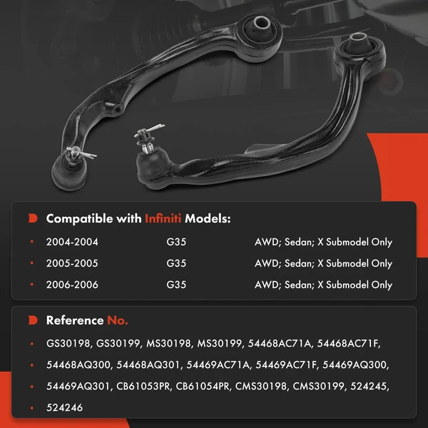 2-Pc Control Arm with Ball Joint, Front Driver & Passenger Lower Rearward with Ball Joint A-Premium APCA8695