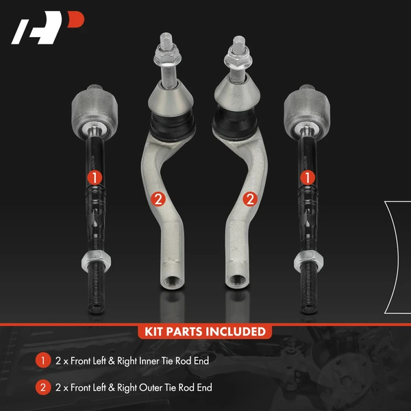 4 Pcs Front Inner & Outer Tie Rod End Kit for Mercedes-Benz C300 2015-2021 E300