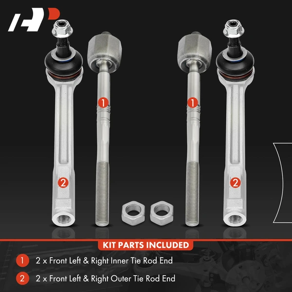 4 Pcs Front Inner & Outer Tie Rod Ends for Porsche 718 Boxster Cayman 2017-2023