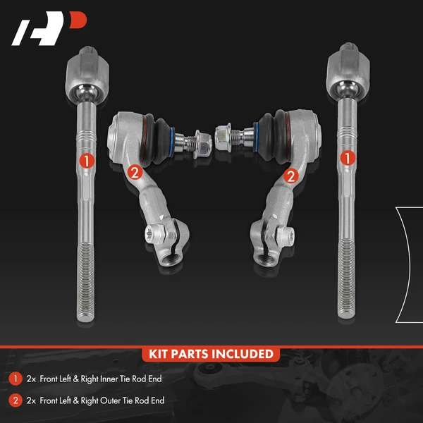 4 Pcs Front Inner & Outer Tie Rod End Kit for BMW 325xi 328xi 330xi 335xi X1