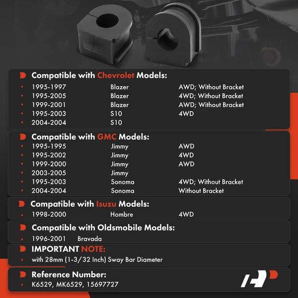 2-Pc Sway Bar Bushing Kit, Front To Frame A-Premium APCA9784