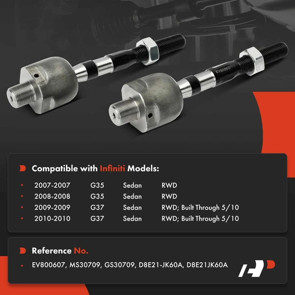 2 Pcs Front Inner Tie Rod End for INFINITI G35 2007-2008 G37 2009-2010 Sedan RWD