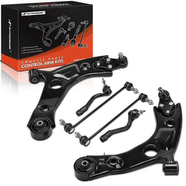 A Set of 6 Control Arm Sway Bar Link and Tie Rod End Kit Front Side A-Premium APCA7352