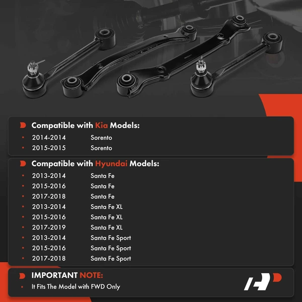 A Set of 4 Control Arm and Track Bar Kit Rear Side A-Premium APCA7355