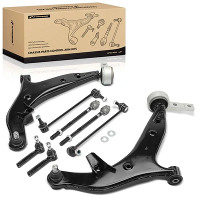 8 Pcs Front Control Arm with Ball Joint & Sway Bar Link & Tie Rod End