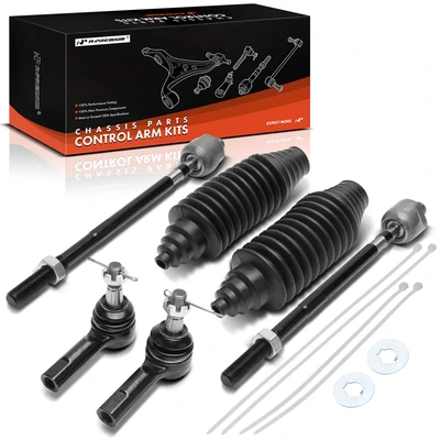 6 Pcs Front Tie Rod Ends Rack & Pinion Bellows Kit