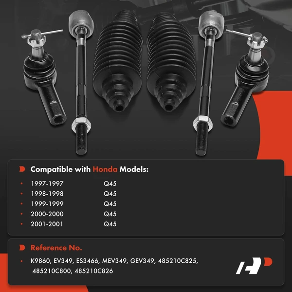 6 Tie Rod End + Rack and Pinion Bellows Kit Front Side A-Premium APCA7369