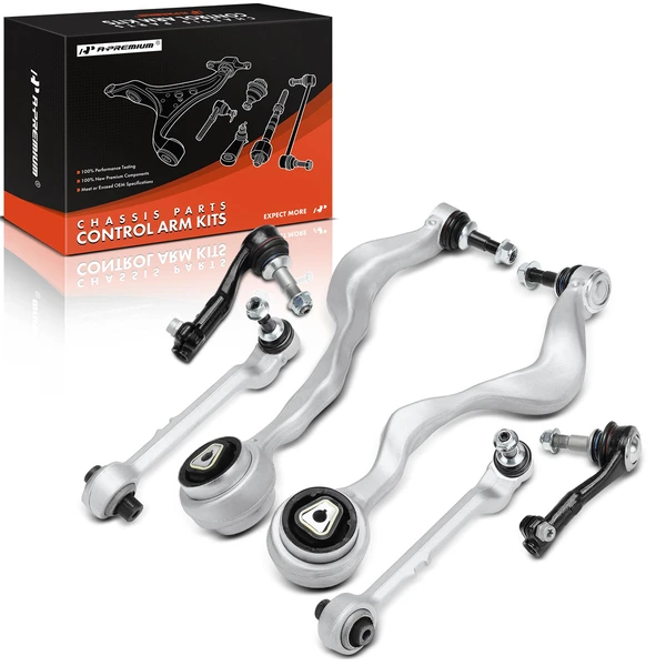 2006-2010 BMW 323i 6 Control Arm Ball Joint and Tie Rod End Kit Front Side A-Premium APCA7502