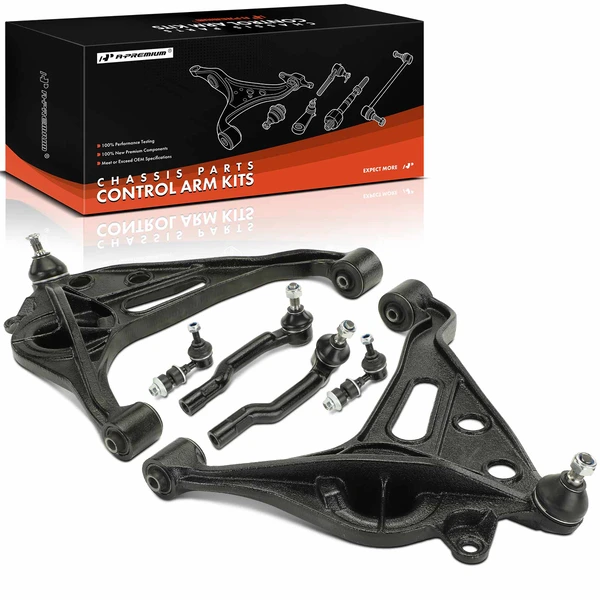 6 Stabilizer or Sway Bar End Link + Tie Rod End + Control Arm and Ball Joint Assembly Front Side A-Premium APCA7503