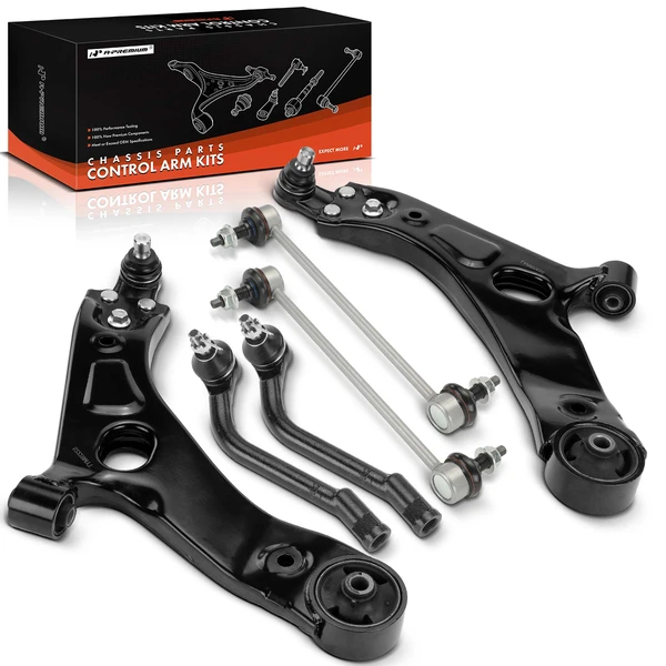 2010-2013 Hyundai Tucson 6 Control Arm Ball Joint Sway Bar End Link and Tie Rod End Kit Front Side A-Premium APCA7519