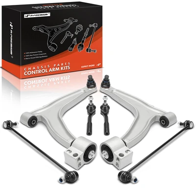 6 Pcs Front Control Arm with Ball Joint & Sway Bar Link & Tie Rod End