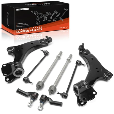 8 Pcs Front Control Arm Tie Rod End Sway Bar Link