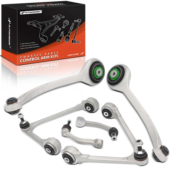 6 Control Arm and Ball Joint Assembly + Sway Bar Link Front Side A-Premium APCA7550