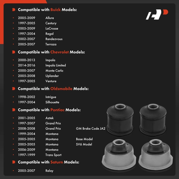4-Pc Control Arm Bushing, Front Side A-Premium APCA9342