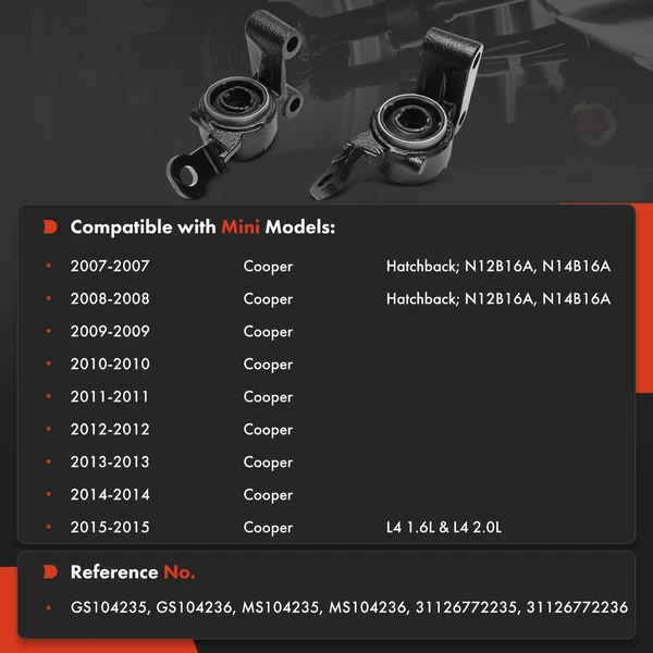 2-Pc Control Arm Bushing, Front Driver & Passenger Lower Rearward A-Premium APCA9343