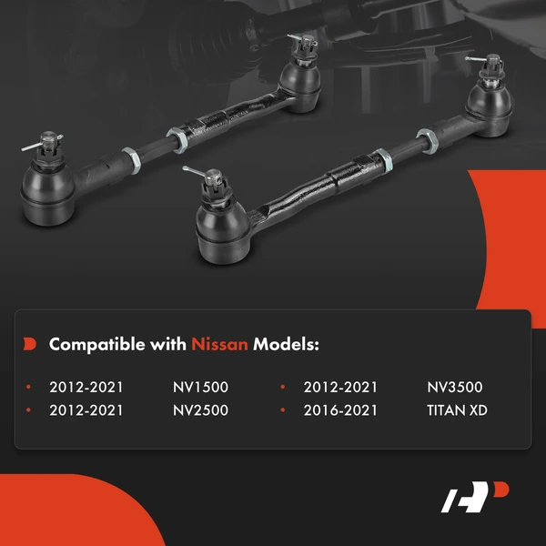 2 Pcs Inner & Outer Tie Rod End for Nissan NV1500 NV2500 NV3500 2012-2021 TITAN XD