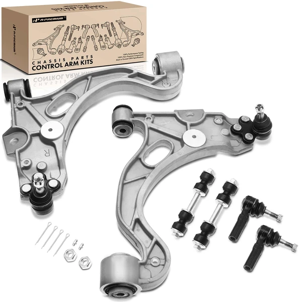 A Set of 6 Control Arm Sway Bar Link and Tie Rod End Kit Front Side A-Premium APCA3482