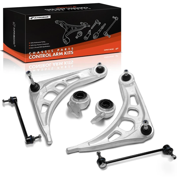 2001-2005 BMW 325i 6 Control Arm with Ball Joint Sway Bar Link Front Side A-Premium APCA9868