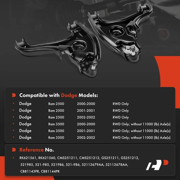 2-Pc Control Arm and Ball Joint Assembly, Front Driver & Passenger Lower with Ball Joint A-Premium APCA8780