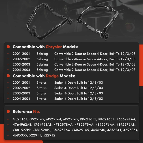2-Pc Control Arm and Ball Joint Assembly, Rear Driver & Passenger Upper with Ball Joint A-Premium APCA8781