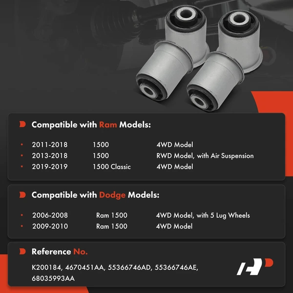4-Pc Control Arm Bushing, Front Lower Rearward A-Premium APCA7467
