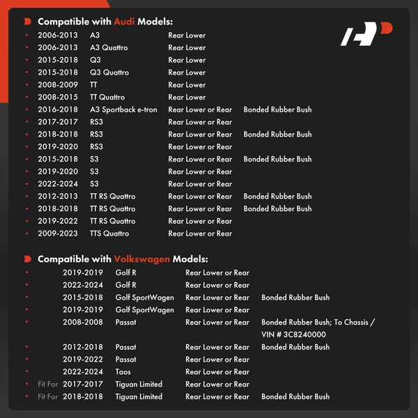 2-Pc Trailing Arm Bushing A-Premium APCA9997