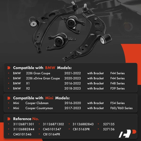 4-Pc Control Arm Kit, Front Lower with Ball Joint A-Premium APCA9873