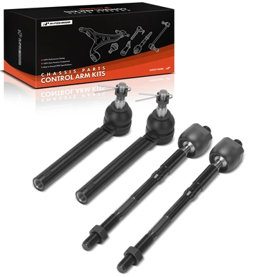4 Pcs Front Driver & Passenger Inner and Outer Tie Rod End