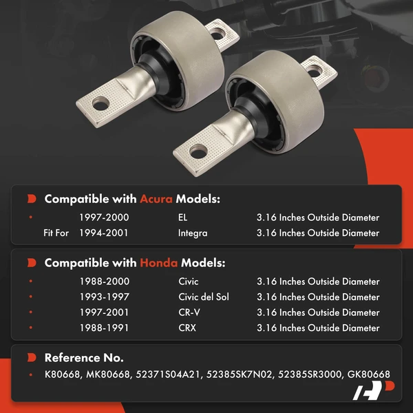 2-Pc Trailing Arm Bushing, Rear Driver & Passenger A-Premium APCA10009
