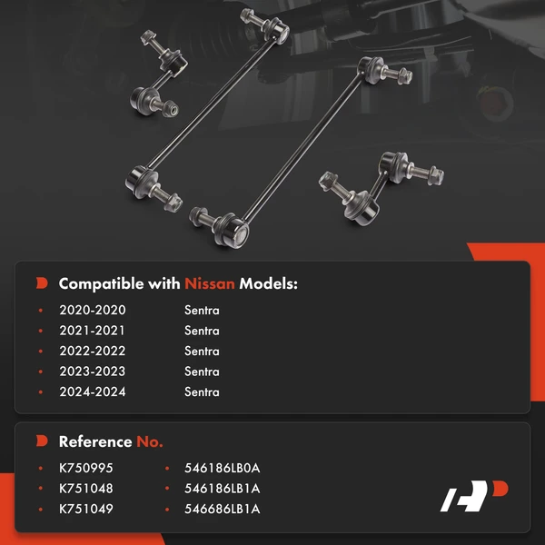 4-Pc Suspension Stabilizer Bar Link Kit, Front Side A-Premium APCA9265