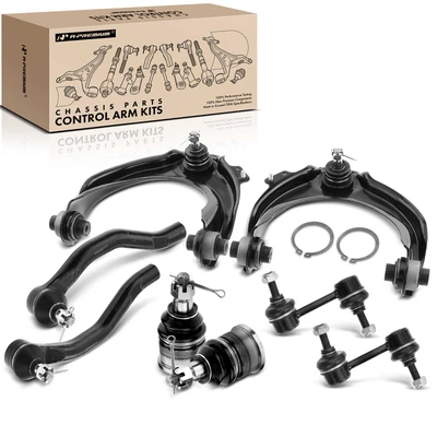 8 Pcs Front Control Arm with Ball Joint & Sway Bar Link Tie Rod End