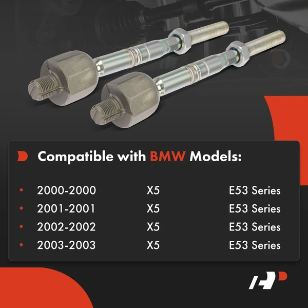 2 Pcs Inner & Outer Tie Rod End for BMW E53 X5 2000-2003