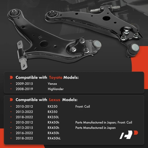 2-Pc Control Arm and Ball Joint Kit, Front Lower with Ball Joint A-Premium APCA6086
