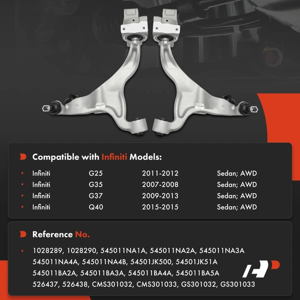 2-Pc Control Arm & Ball Joint Assembly, Front Driver & Passenger Lower Side A-Premium APCA8471