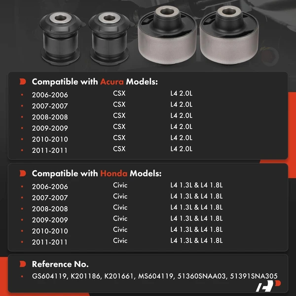 4-Pc Control Arm Bushing, Front Side A-Premium APCA10022