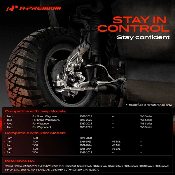 2-Pc Control Arm & Ball Joint Assembly, Front Driver & Passenger Lower with Ball Joint A-Premium APCA8485