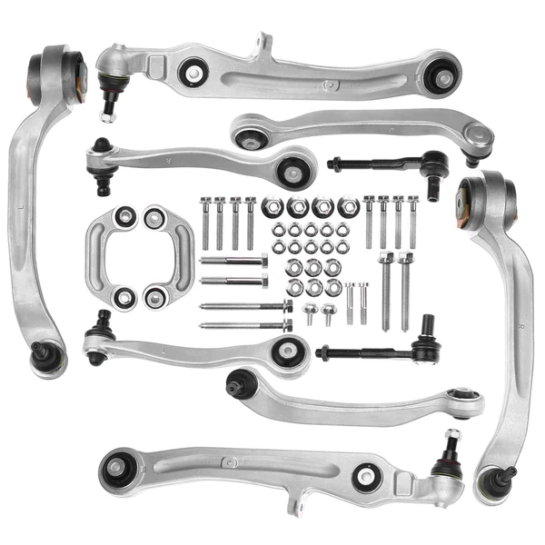 2004-2010 Audi A8 Quattro A Set of 12 Control Arm Sway Bar Link and Tie Rod End Kit Front Upper & Lower A-Premium APCA0295